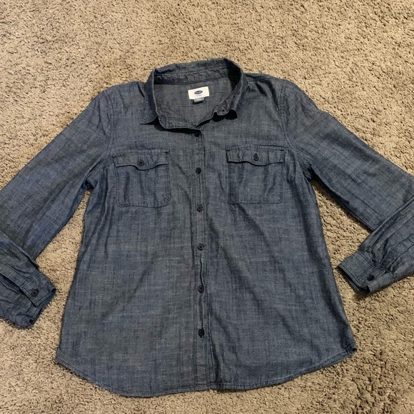 Old Navy Denim Blue Blouse Medium - Picture 1 of 4